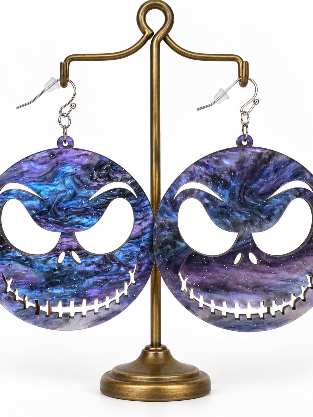 Lightweight Acrylic Halloween Skull Earrings Hypoallergenic French Hooks